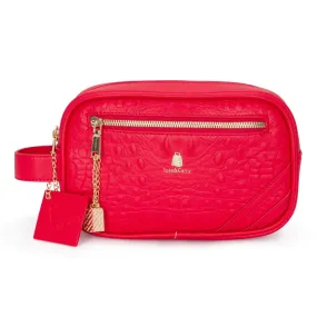 Red Apollo 2 Faux Crocodile Skin Toiletry Bag