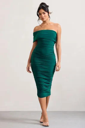 Remember Me | Bottle Green One Shoulder Midi Dress