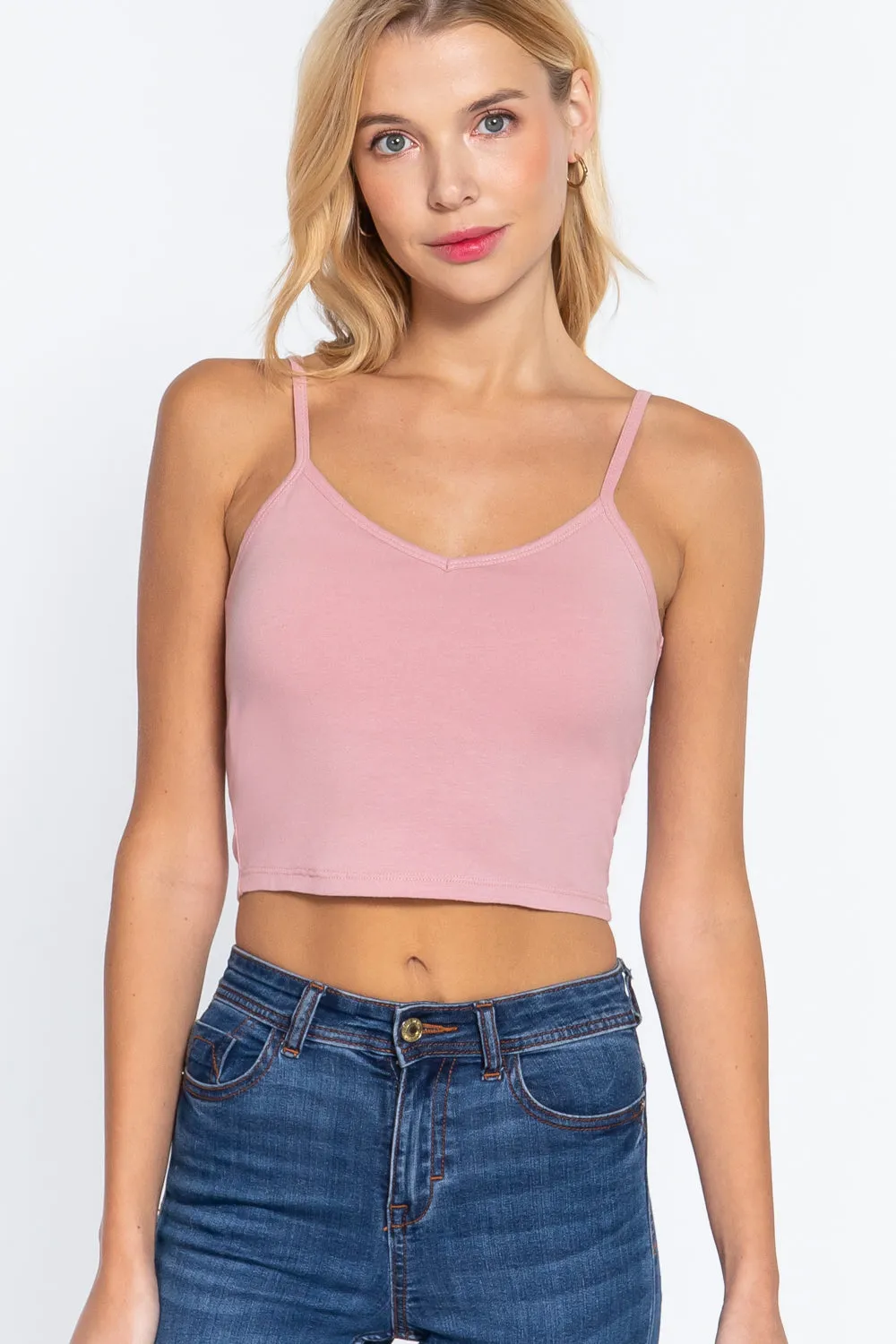 Removable Bra Cup Cotton Cami Crop Top