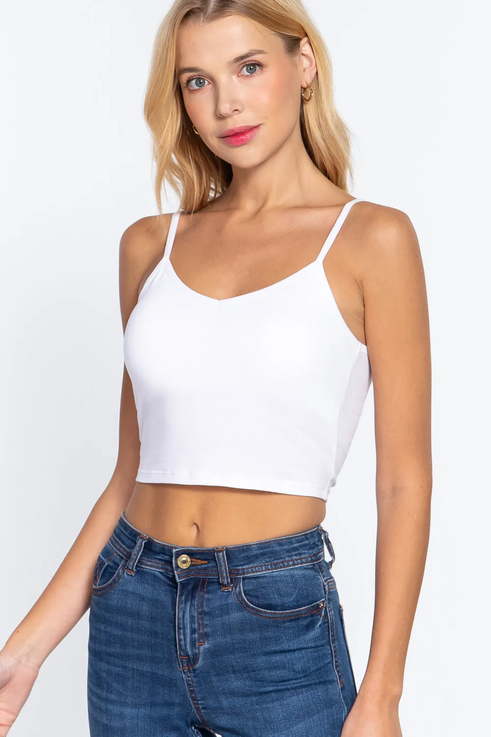 Removable Bra Cup Cotton Cami Crop Top