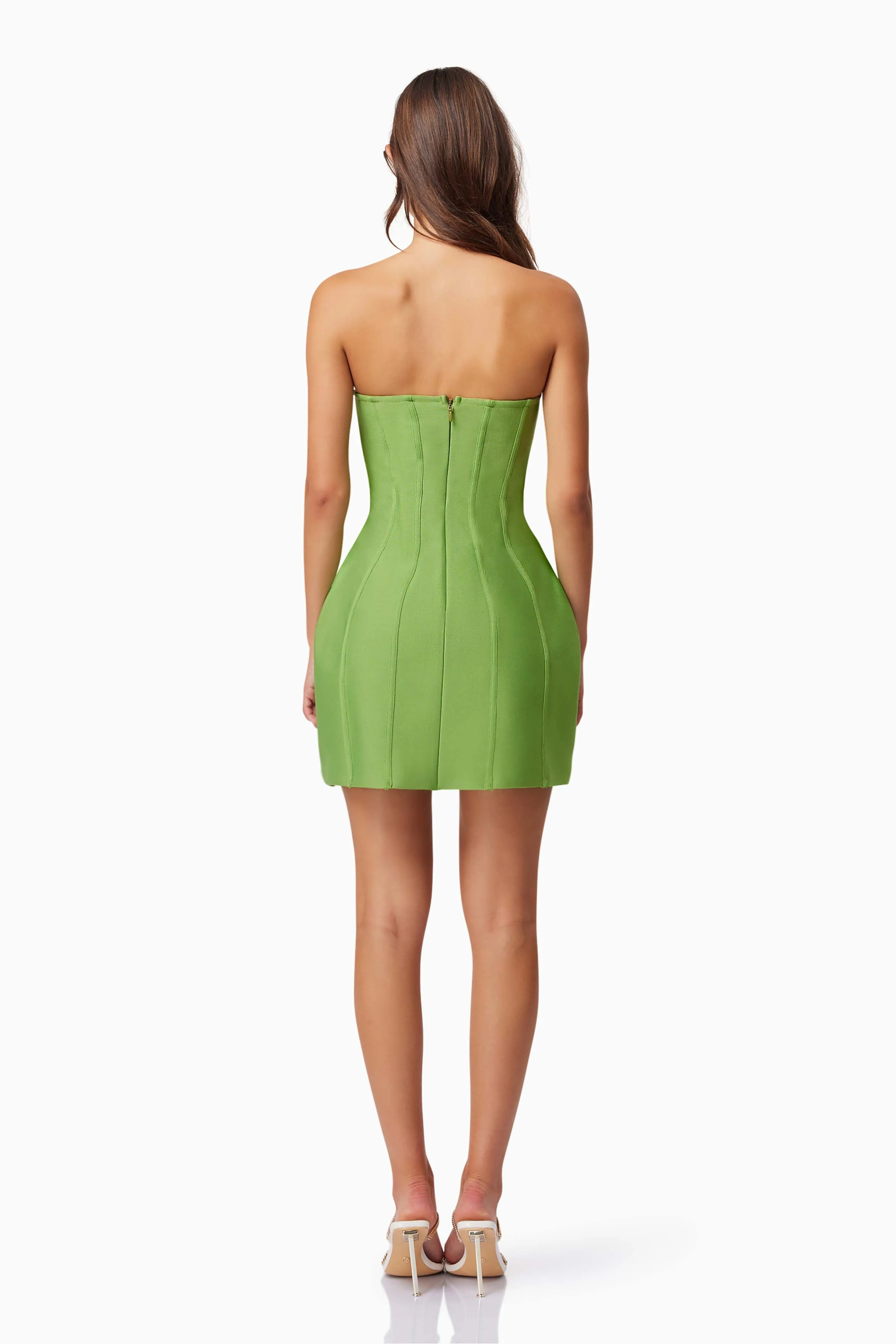 Rose Strapless Mini Dress In Green