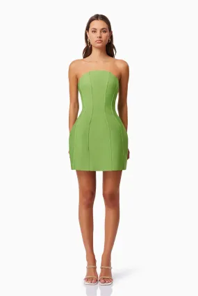 Rose Strapless Mini Dress In Green