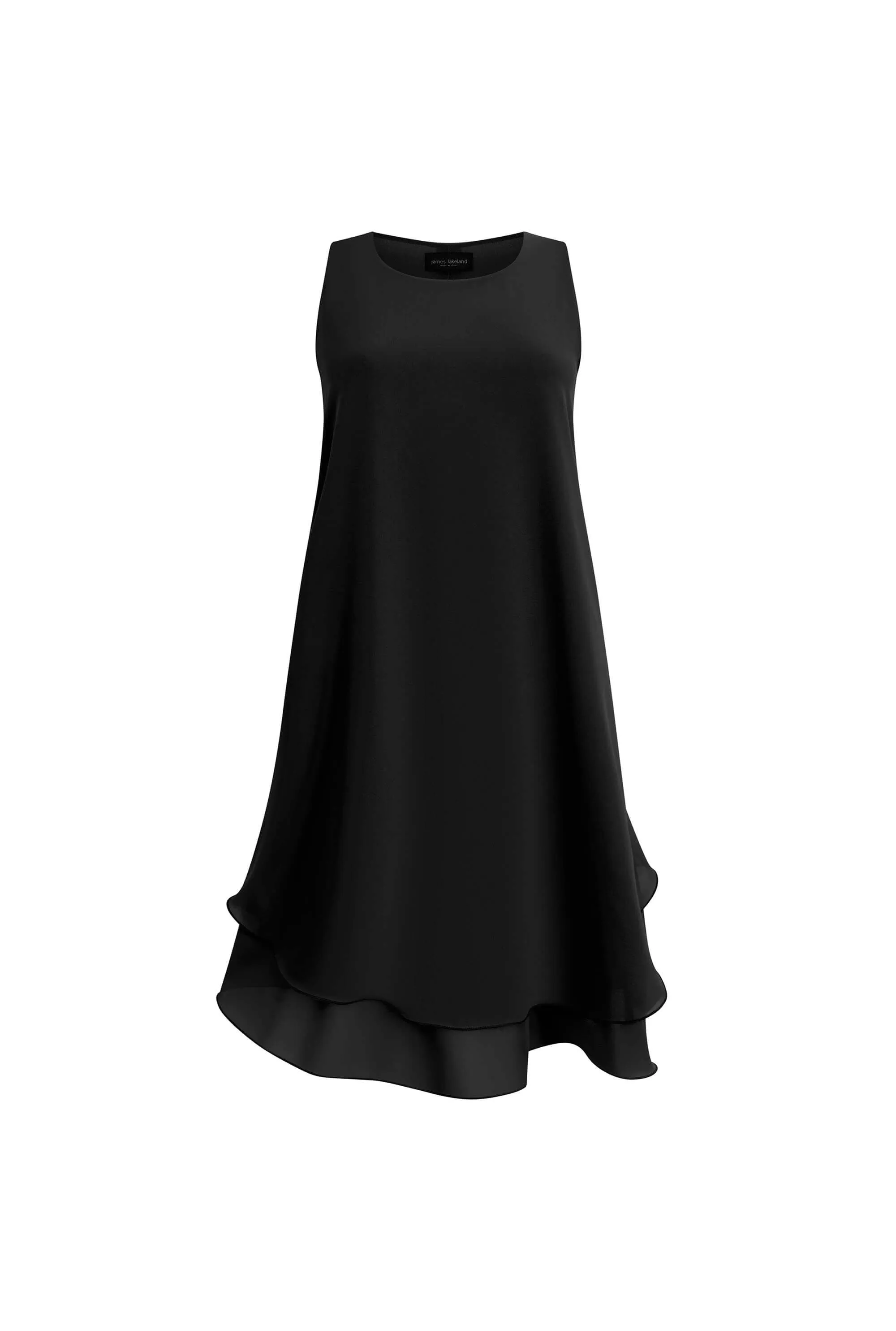 Sleeveless Wave Hem Dress Black