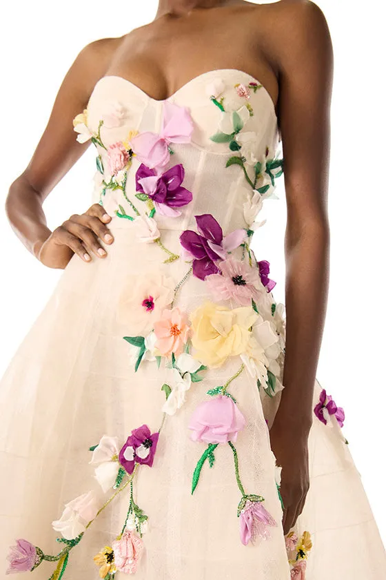 Strapless Floral Cocktail Dress