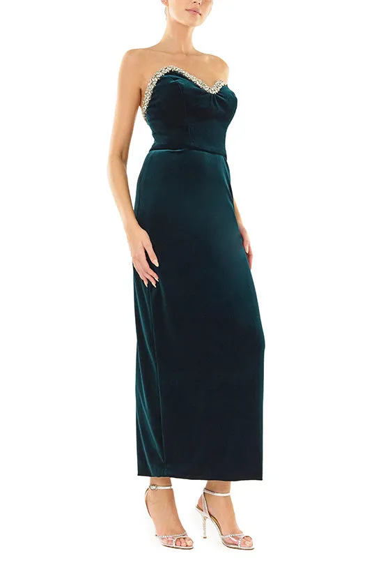 Strapless Velvet Column Dress