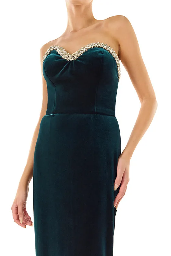 Strapless Velvet Column Dress