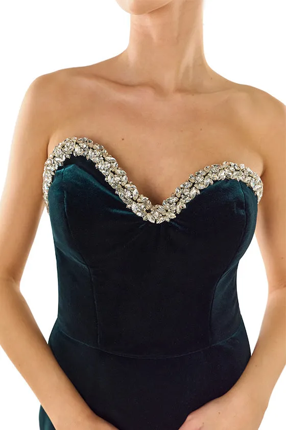 Strapless Velvet Column Dress