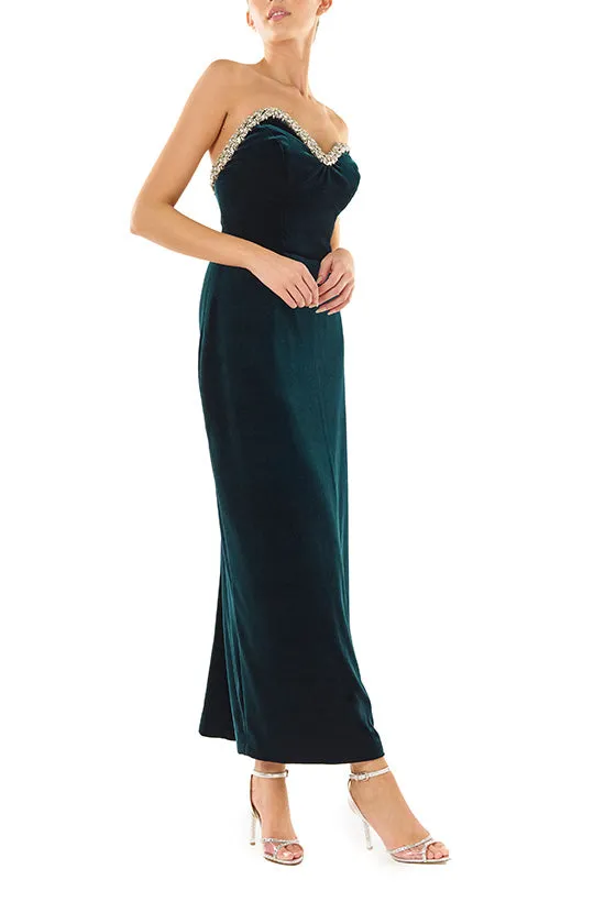 Strapless Velvet Column Dress