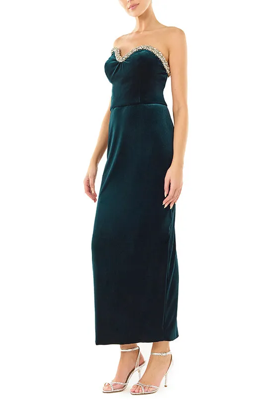 Strapless Velvet Column Dress