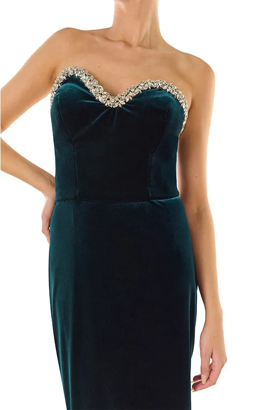 Strapless Velvet Column Dress