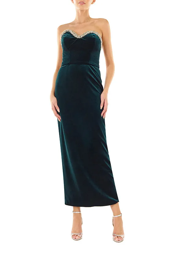 Strapless Velvet Column Dress