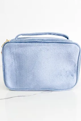 Sylvie Blue Fabric Cosmetic Bag