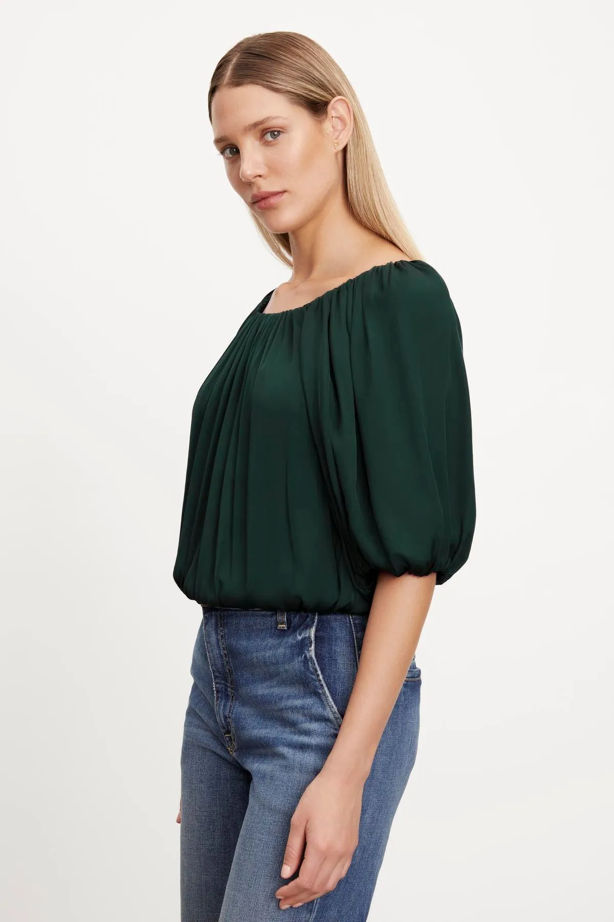 TAMI SATIN PUFF SLEEVE TOP