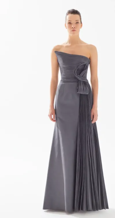 Tarik Ediz Plitz Gown - Anthracite